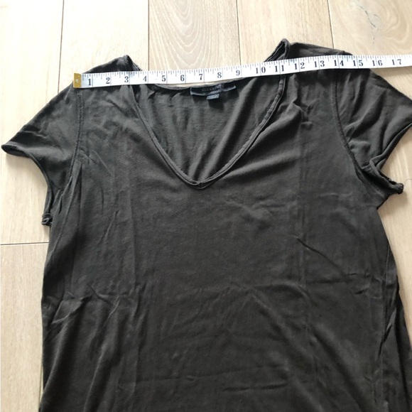 All Saints Raw Hem V Neck T Shirt in Faded Black Size XS - Picture 6 of 9